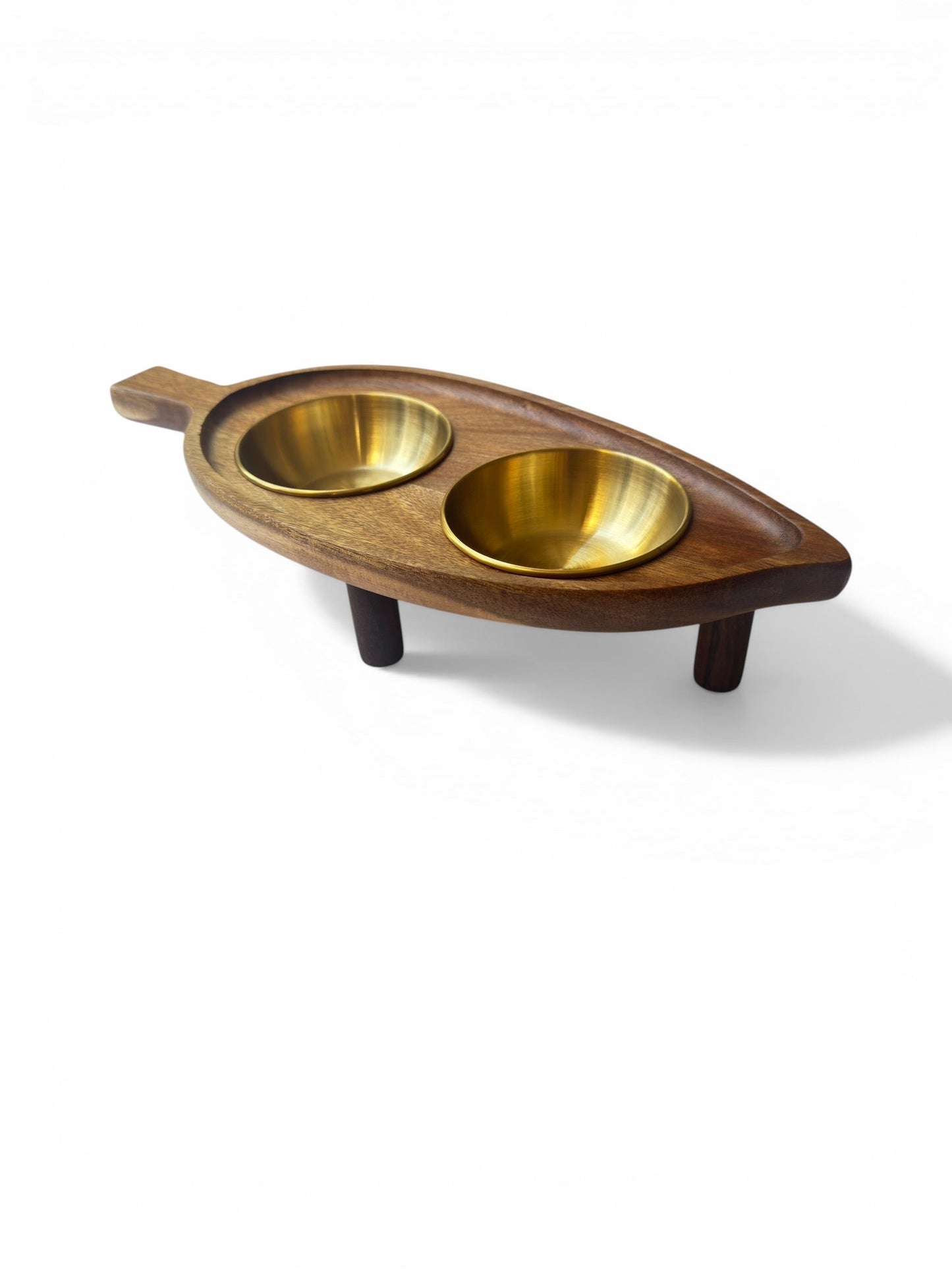 Bespoke raised cat bowl acacia wood whisker friendly elevated wooden feeder UK


