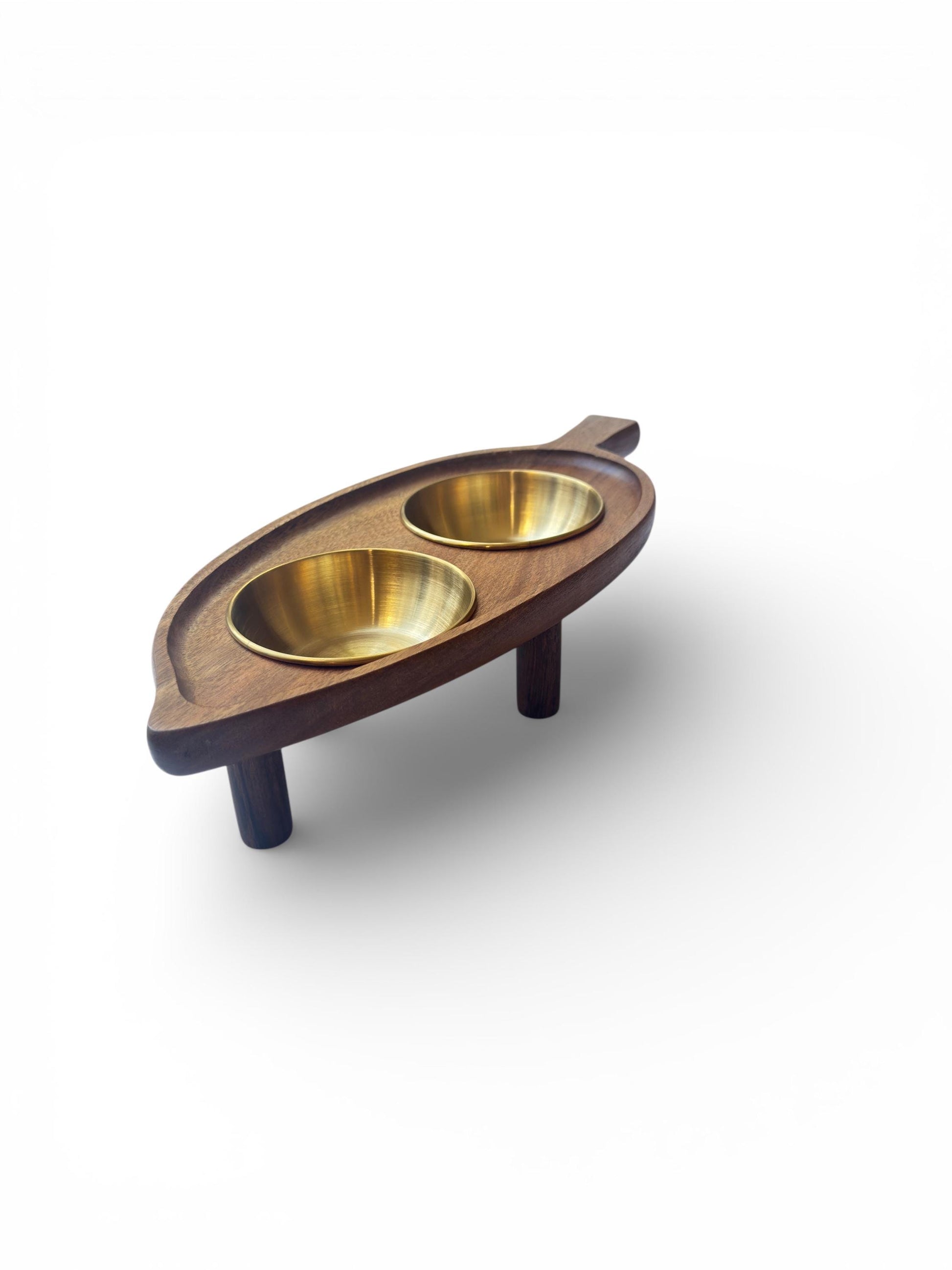 Unique leaf cat bowl wood non-spill stainless steel UK THEKEASHOP 